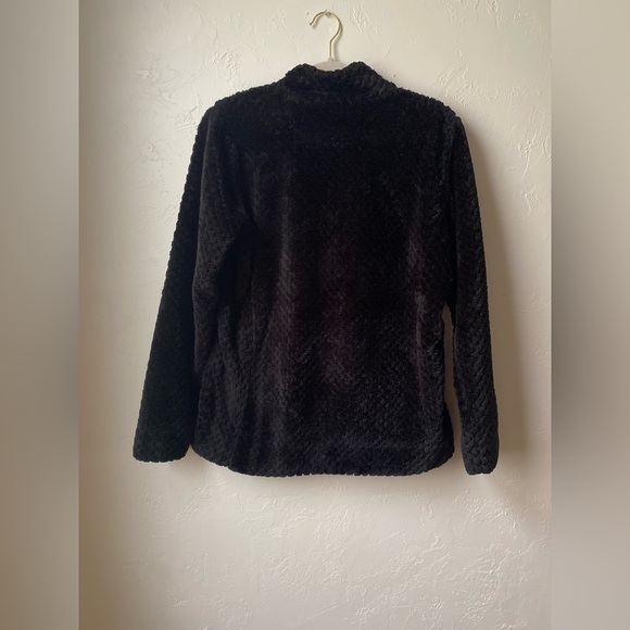 Calvin Klein Women’s Black Plush Zip-Front Fleece Jacket Gold Hardware Size M - Picture 6 of 7